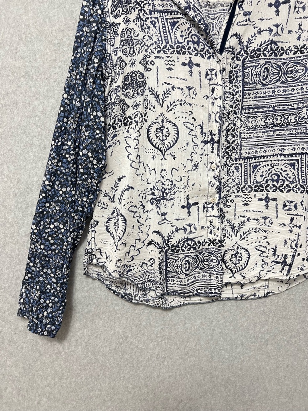 Cino Indigo Patchwork Button Down Boyfriend Shirt… - image 4